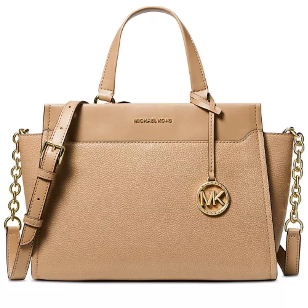 Michael Kors Beige Satchel with Gold Accents